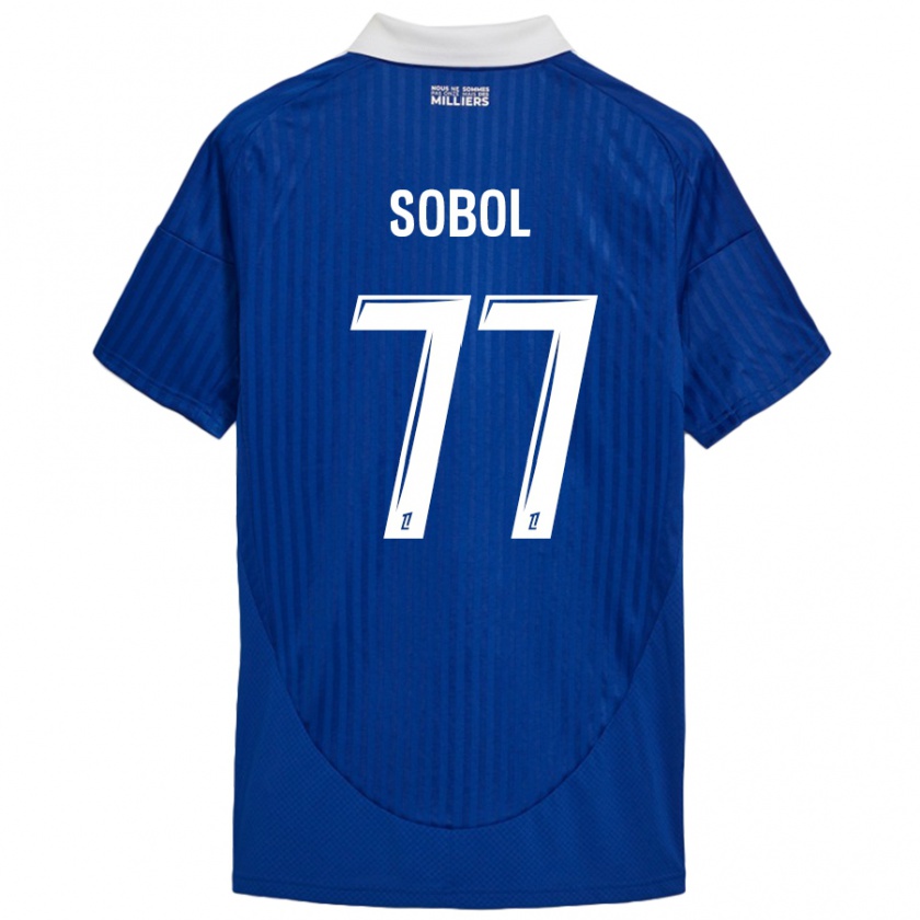 Kandiny Hombre Camiseta Eduard Sobol #77 Azul Blanco 1ª Equipación 2024/25 La Camisa México