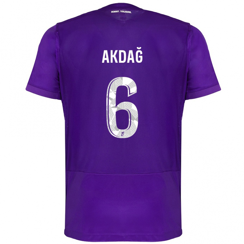 Kandiny Hombre Camiseta Ümit Akdağ #6 Morado Blanco 1ª Equipación 2024/25 La Camisa