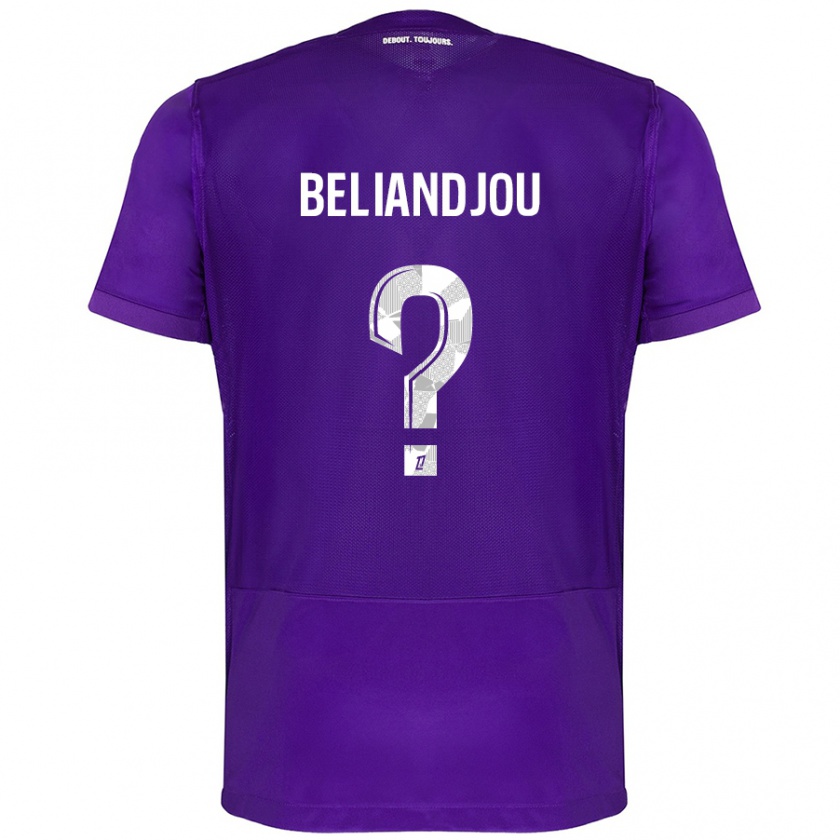 Kandiny Hombre Camiseta Ruben Beliandjou #0 Morado Blanco 1ª Equipación 2024/25 La Camisa México