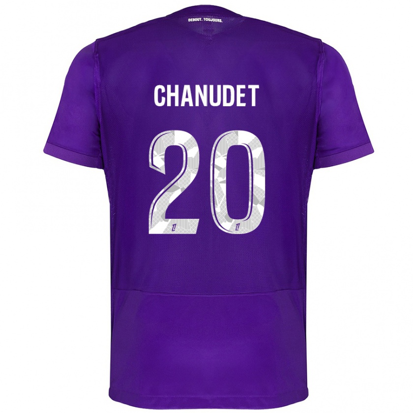 Kandiny Hombre Camiseta Coralie Chanudet #20 Morado Blanco 1ª Equipación 2024/25 La Camisa