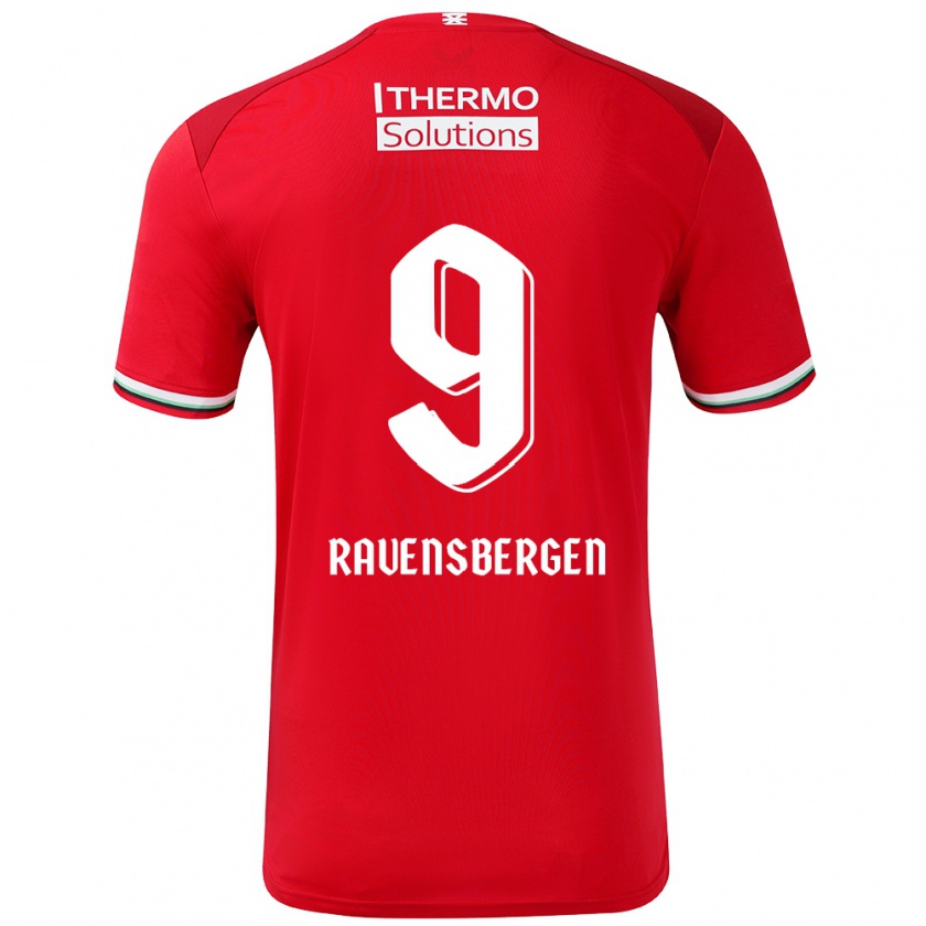 Kandiny Hombre Camiseta Jaimy Ravensbergen #9 Rojo Blanco 1ª Equipación 2024/25 La Camisa