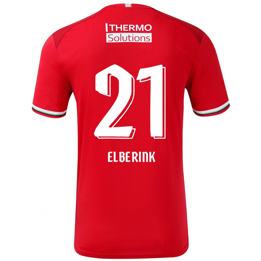 Kandiny Hombre Camiseta Eva Oude Elberink #21 Rojo Blanco 1ª Equipación 2024/25 La Camisa