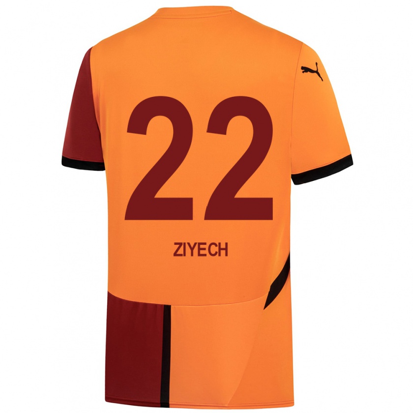 Kandiny Herren Hakim Ziyech #22 Gelb Rot Heimtrikot Trikot 2024/25 T-Shirt Österreich