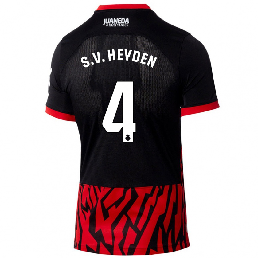 Kandiny Uomo Maglia Siebe Van Der Heyden #4 Nero Rosso Kit Gara Home 2024/25 Maglietta