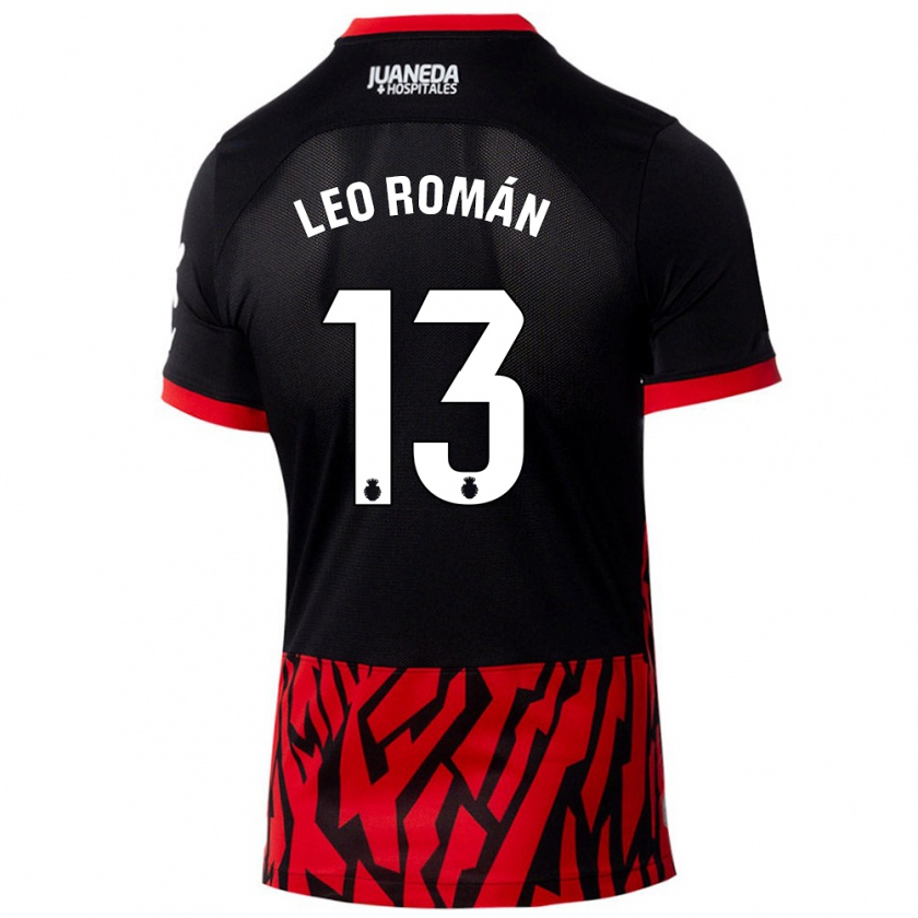 Kandiny Heren Leo Román #13 Zwart Rood Thuisshirt Thuistenue 2024/25 T-Shirt België