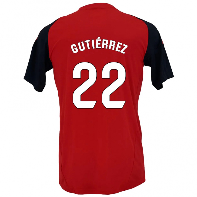 Kandiny Hombre Camiseta Juan Gutiérrez #22 Rojo Negro 1ª Equipación 2024/25 La Camisa