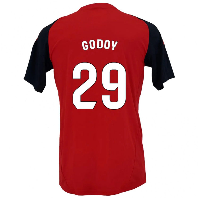 Kandiny Heren Alan Godoy #29 Rood Zwart Thuisshirt Thuistenue 2024/25 T-Shirt