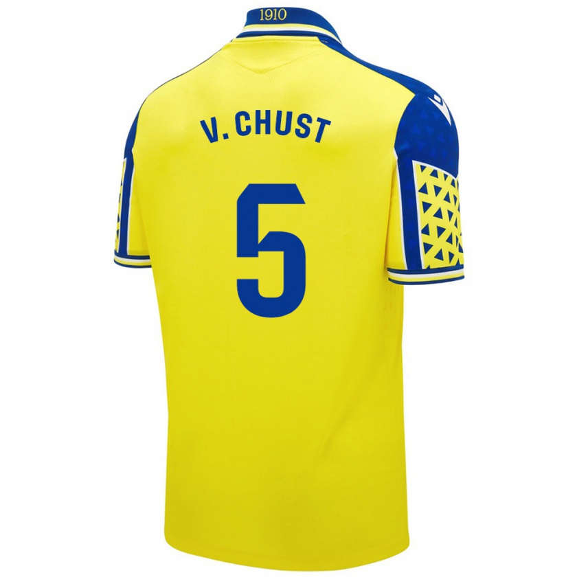 Kandiny Hombre Camiseta Víctor Chust #5 Amarillo Azul 1ª Equipación 2024/25 La Camisa