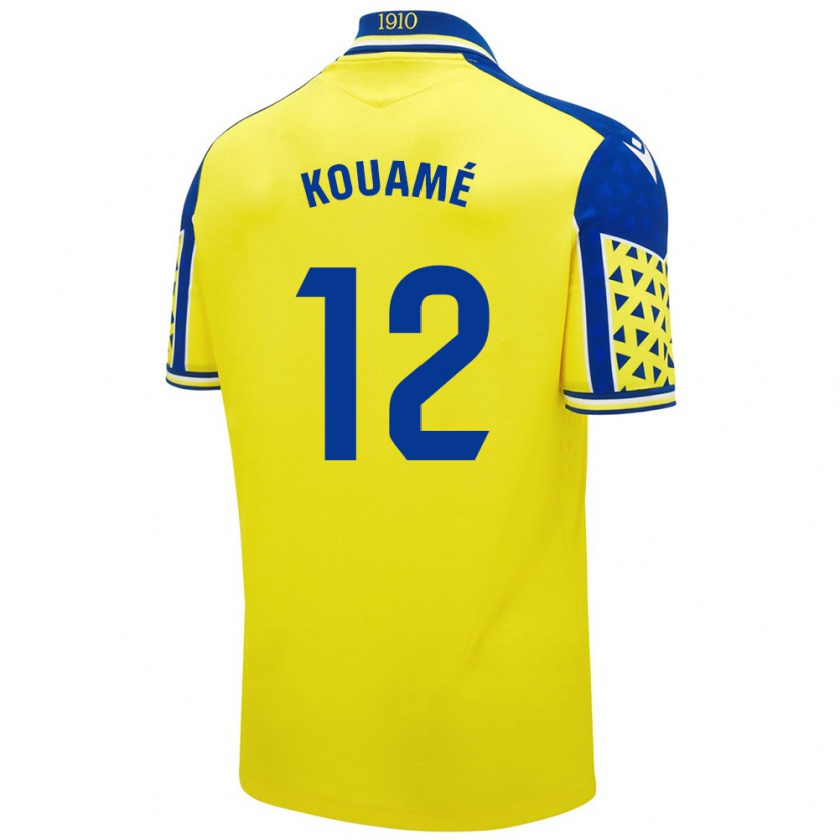 Kandiny Heren Rominigue Kouamé #12 Geel Blauw Thuisshirt Thuistenue 2024/25 T-Shirt