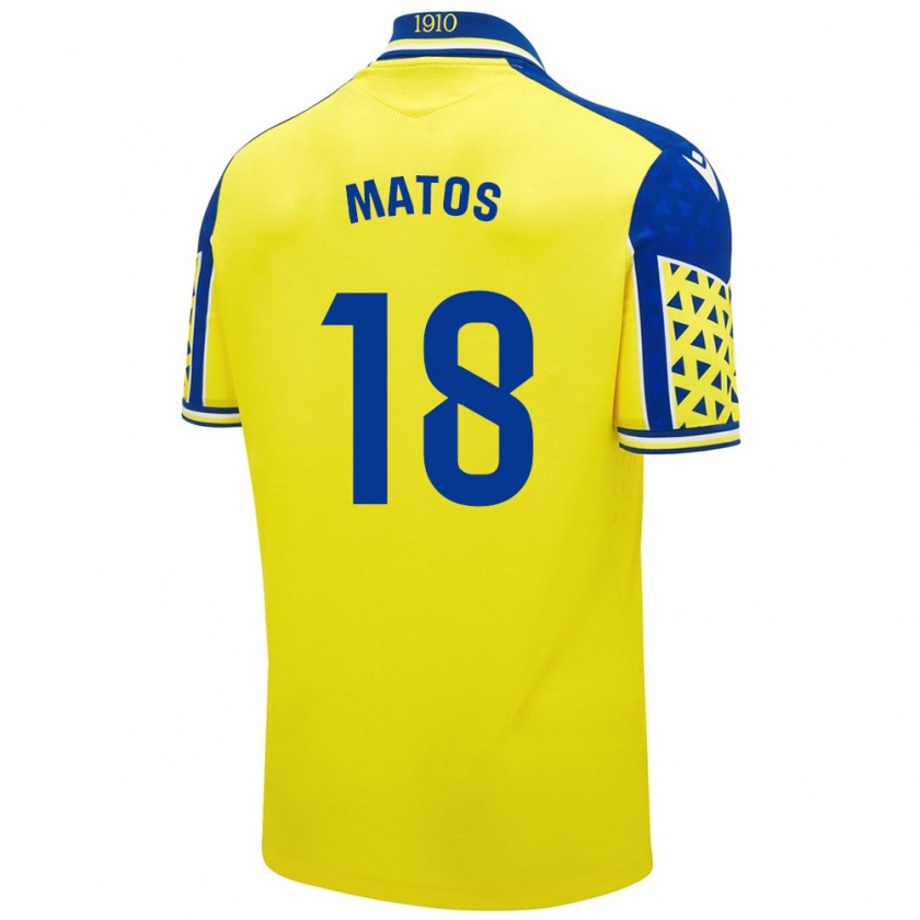 Kandiny Hombre Camiseta José Matos #18 Amarillo Azul 1ª Equipación 2024/25 La Camisa