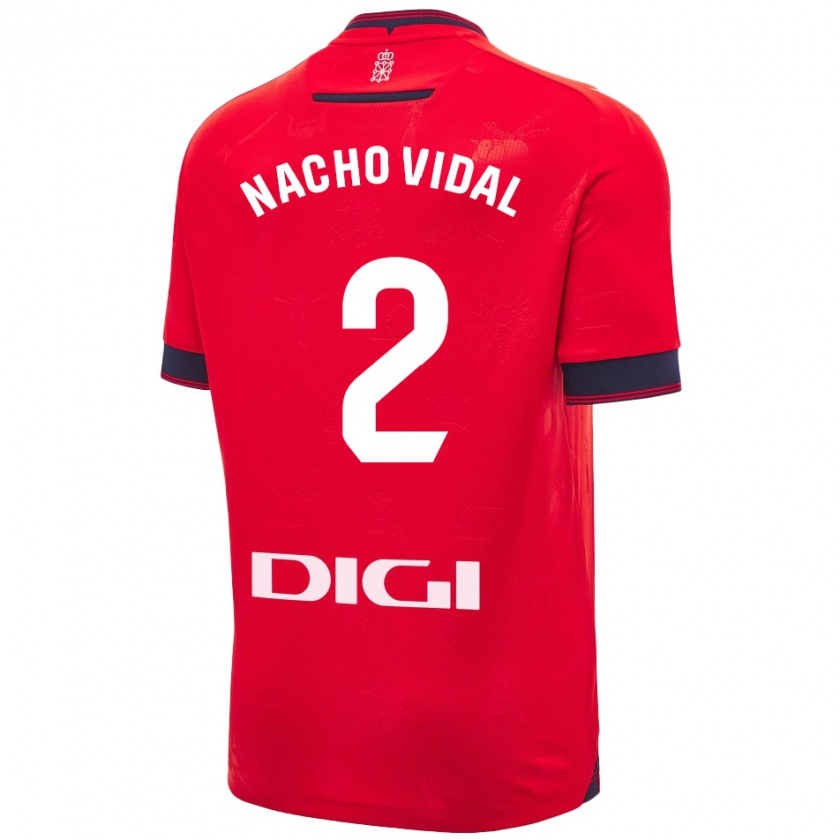 Kandiny Heren Nacho Vidal #2 Rood Wit Thuisshirt Thuistenue 2024/25 T-Shirt