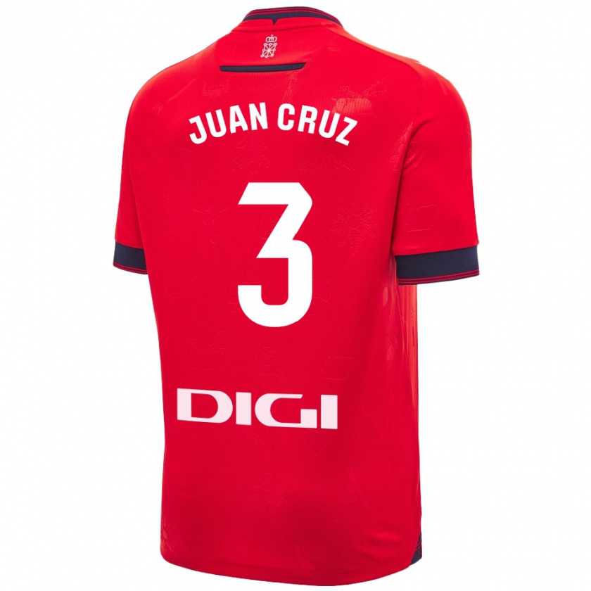 Kandiny Uomo Maglia Juan Cruz #3 Rosso Bianco Kit Gara Home 2024/25 Maglietta