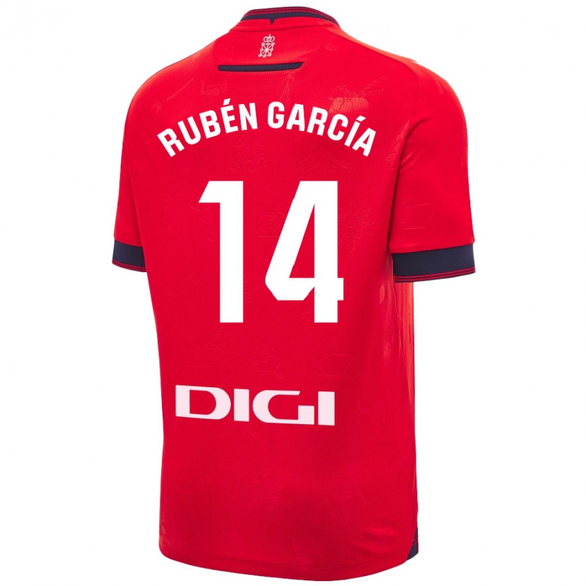 Kandiny Hombre Camiseta Rubén García #14 Rojo Blanco 1ª Equipación 2024/25 La Camisa México