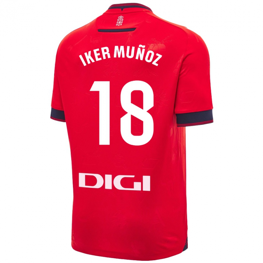 Kandiny Heren Iker Muñoz #18 Rood Wit Thuisshirt Thuistenue 2024/25 T-Shirt