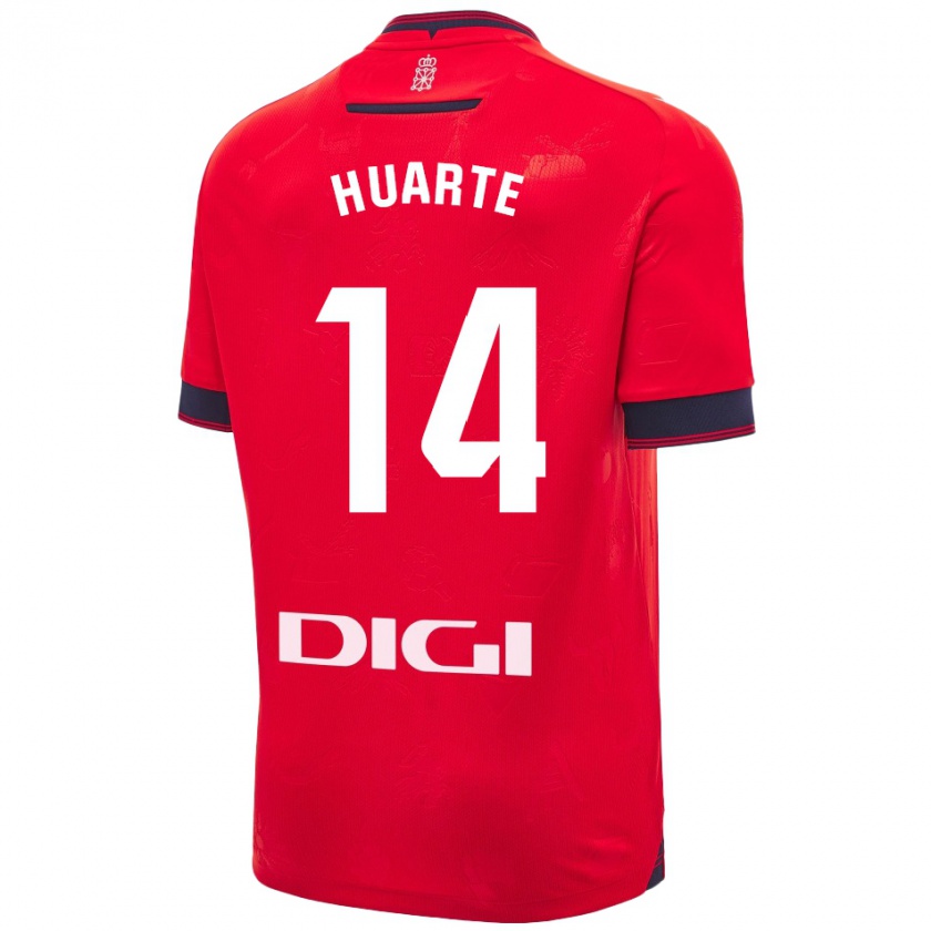 Kandiny Hombre Camiseta Xabi Huarte #14 Rojo Blanco 1ª Equipación 2024/25 La Camisa México