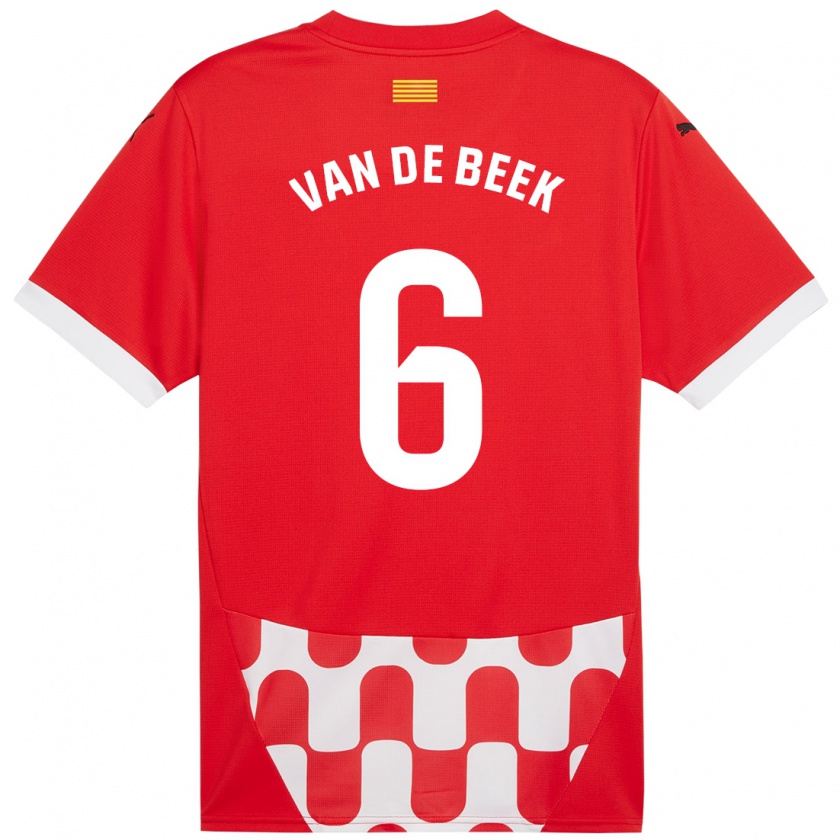 Kandiny Hombre Camiseta Donny Van De Beek #6 Rojo Blanco 1ª Equipación 2024/25 La Camisa México