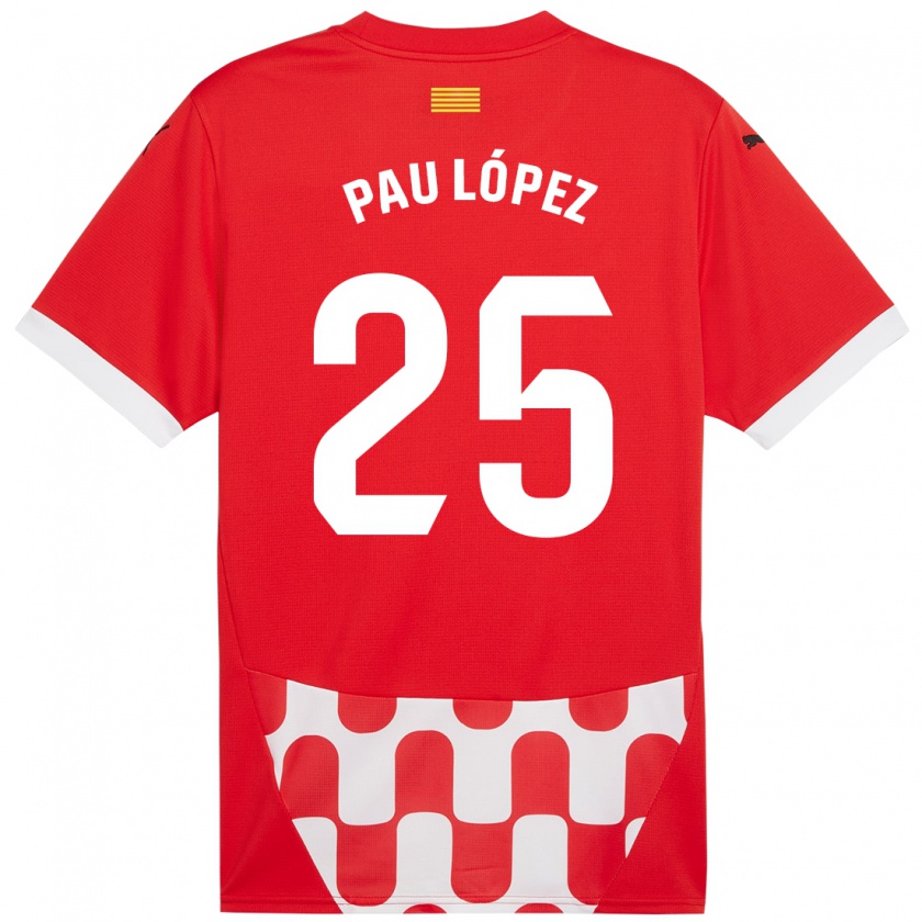 Kandiny Hombre Camiseta Pau López #25 Rojo Blanco 1ª Equipación 2024/25 La Camisa México