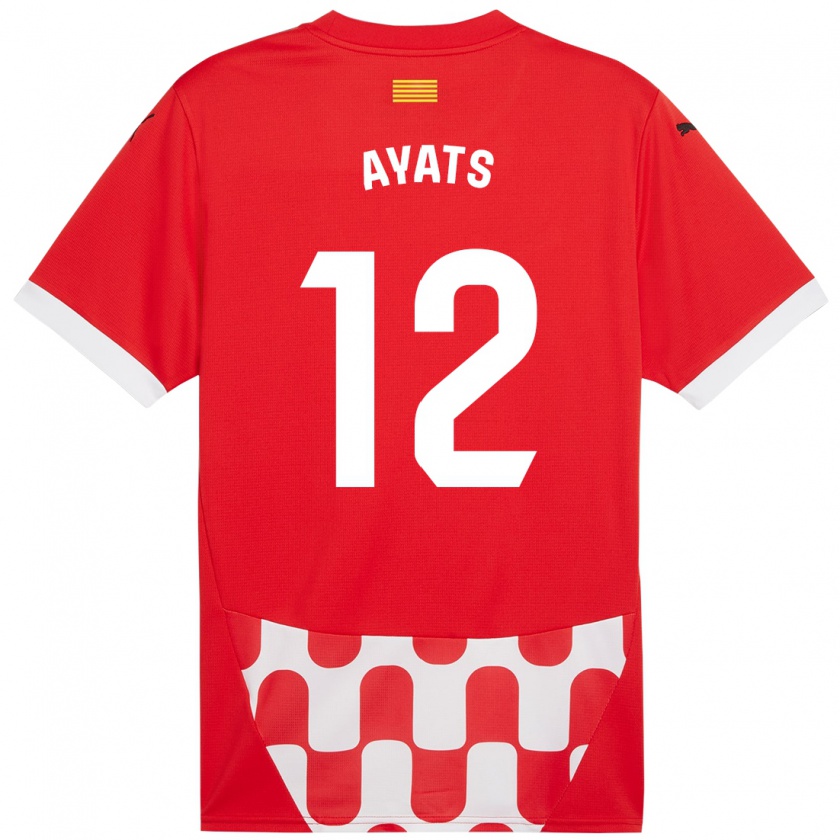 Kandiny Uomo Maglia Mònica Ayats #12 Rosso Bianco Kit Gara Home 2024/25 Maglietta