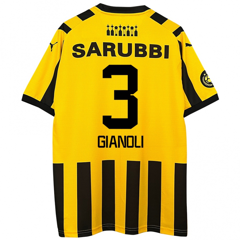 Kandiny Hombre Camiseta Martín Gianoli #3 Amarillo Negro 1ª Equipación 2024/25 La Camisa