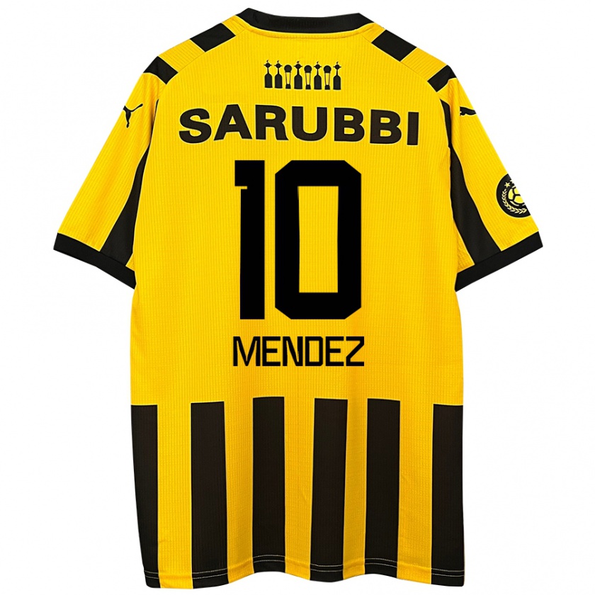 Kandiny Hombre Camiseta Kevin Méndez #10 Amarillo Negro 1ª Equipación 2024/25 La Camisa