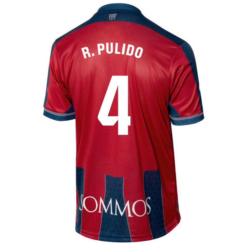 Kandiny Uomo Maglia Rubén Pulido #4 Rosso Blu Kit Gara Home 2024/25 Maglietta