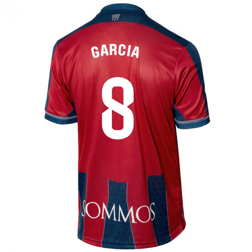 Kandiny Uomo Maglia David García #8 Rosso Blu Kit Gara Home 2024/25 Maglietta