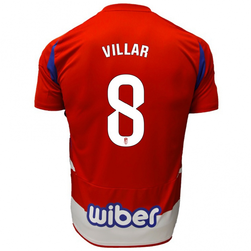 Kandiny Heren Gonzalo Villar #8 Rood Wit Blauw Thuisshirt Thuistenue 2024/25 T-Shirt