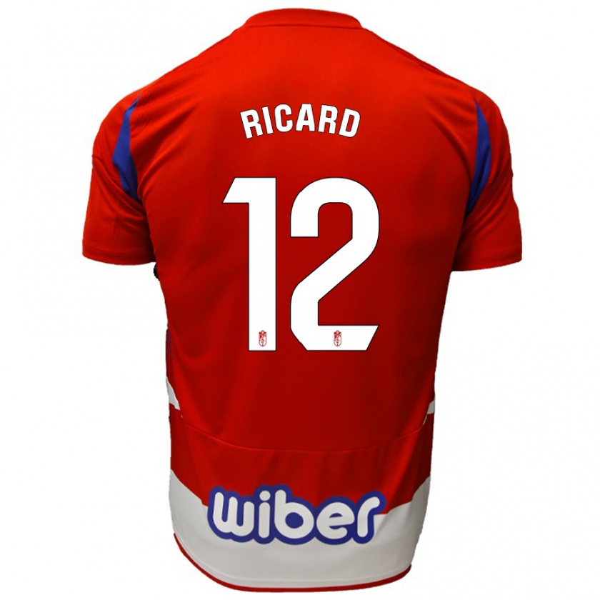 Kandiny Uomo Maglia Ricard Sánchez #12 Rosso Bianco Blu Kit Gara Home 2024/25 Maglietta