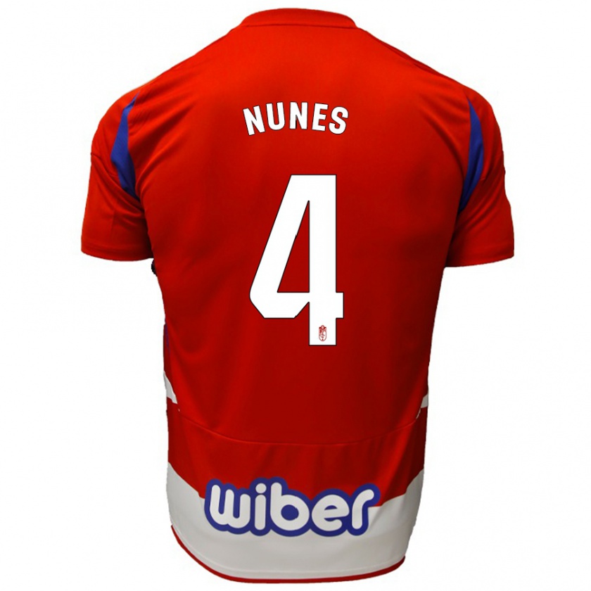 Kandiny Heren David Nunes #4 Rood Wit Blauw Thuisshirt Thuistenue 2024/25 T-Shirt