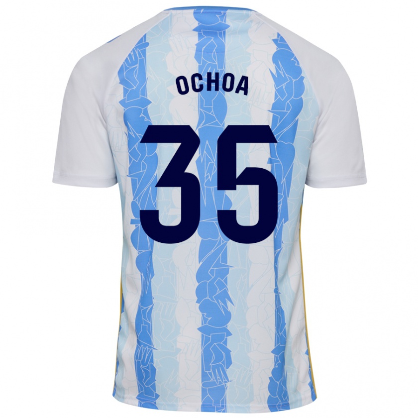 Kandiny Hombre Camiseta Aarón Ochoa #35 Blanco Azul 1ª Equipación 2024/25 La Camisa México