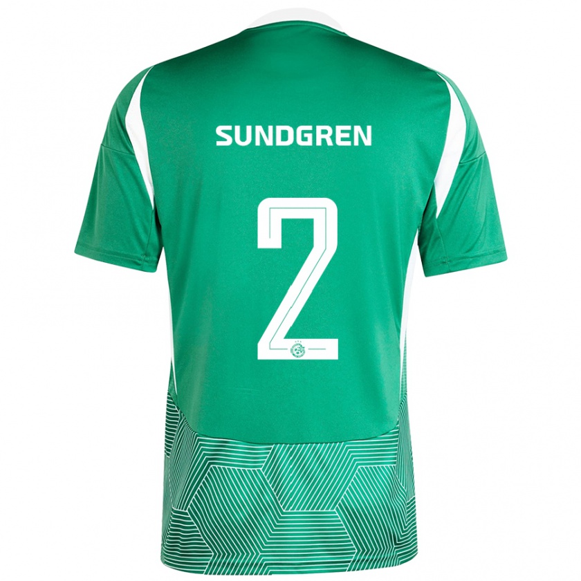 Kandiny Hombre Camiseta Daniel Sundgren #2 Verde Blanco 1ª Equipación 2024/25 La Camisa