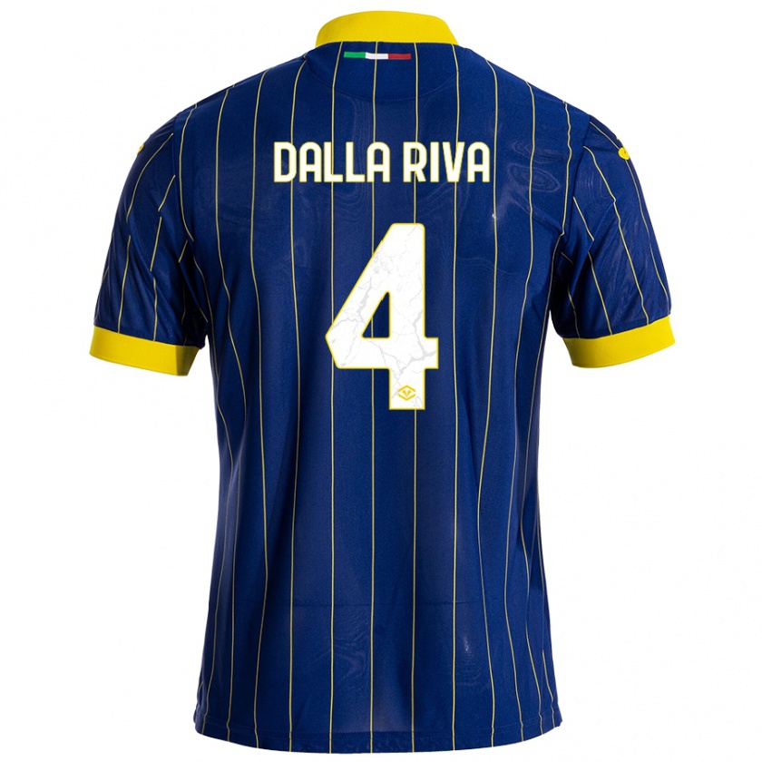 Kandiny Heren Stefano Dalla Riva #4 Blauw Geel Thuisshirt Thuistenue 2024/25 T-Shirt