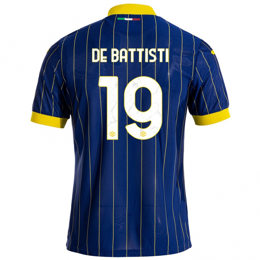 Kandiny Hombre Camiseta Davide De Battisti #19 Azul Amarillo 1ª Equipación 2024/25 La Camisa