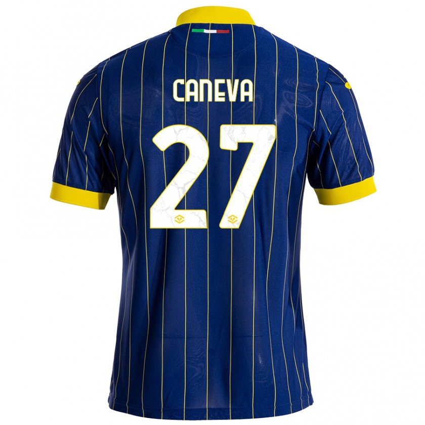 Kandiny Heren Elia Caneva #27 Blauw Geel Thuisshirt Thuistenue 2024/25 T-Shirt