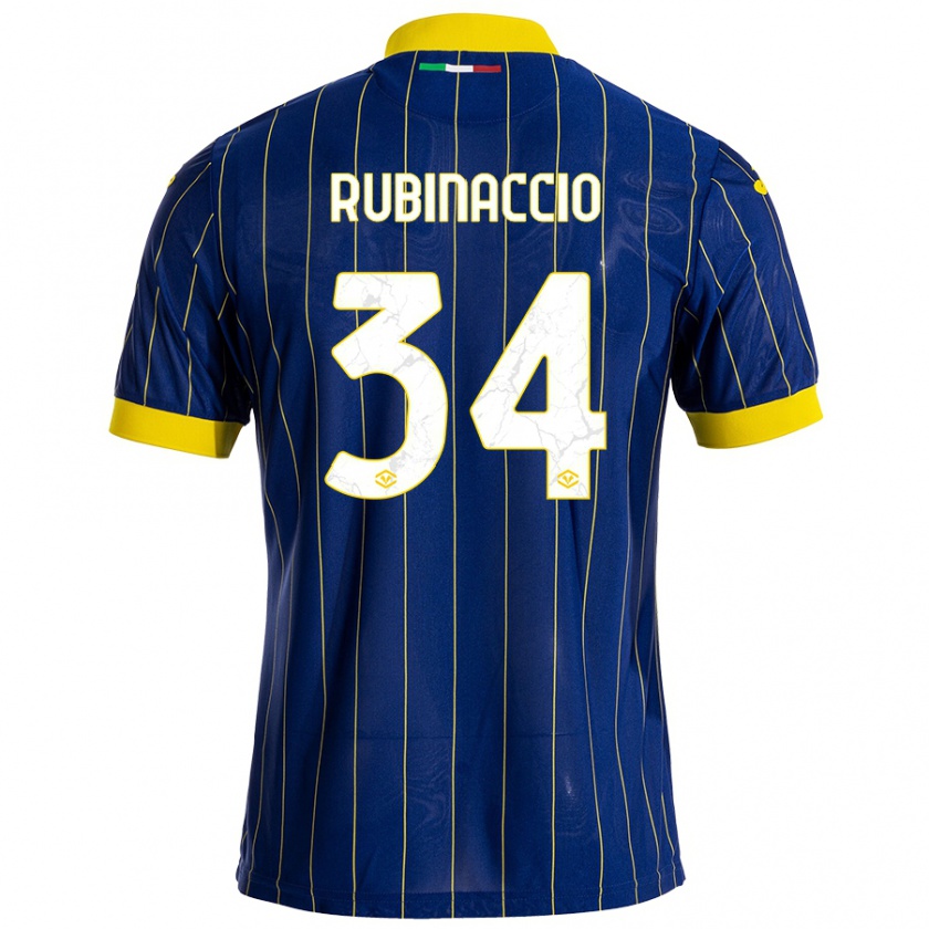 Kandiny Heren Nikol Rubinaccio #34 Blauw Geel Thuisshirt Thuistenue 2024/25 T-Shirt België