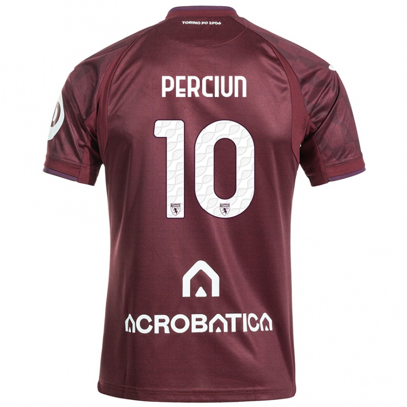 Kandiny Heren Sergiu Perciun #10 Kastanjebruin Wit Thuisshirt Thuistenue 2024/25 T-Shirt