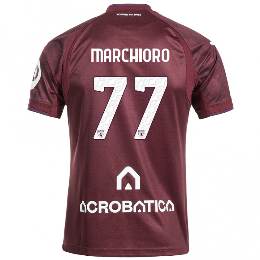 Kandiny Män Raffaele Marchioro #77 Rödbrun Vit Hemmatröja Matchtröjor 2024/25 Tröjor T-Tröja