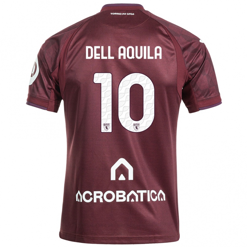 Kandiny Heren Francesco Dell'aquila #10 Kastanjebruin Wit Thuisshirt Thuistenue 2024/25 T-Shirt