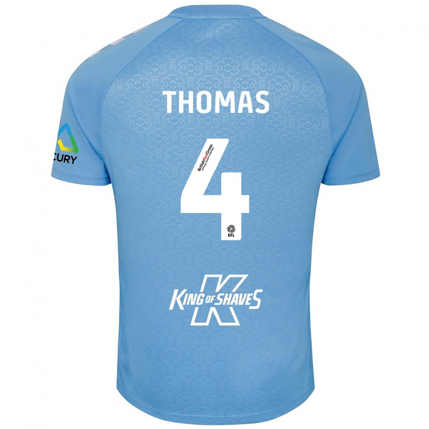 Kandiny Hombre Camiseta Bobby Thomas #4 Azul Blanco 1ª Equipación 2024/25 La Camisa