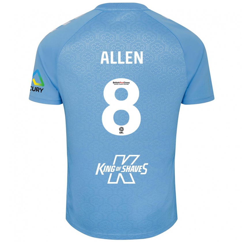 Kandiny Hombre Camiseta Jamie Allen #8 Azul Blanco 1ª Equipación 2024/25 La Camisa