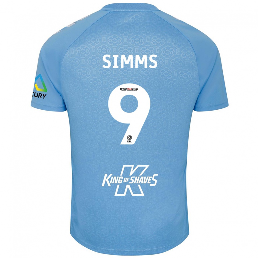 Kandiny Hombre Camiseta Ellis Simms #9 Azul Blanco 1ª Equipación 2024/25 La Camisa