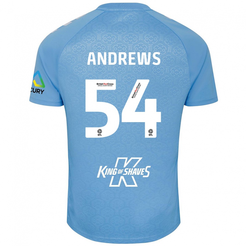 Kandiny Uomo Maglia Kai Andrews #54 Blu Bianco Kit Gara Home 2024/25 Maglietta