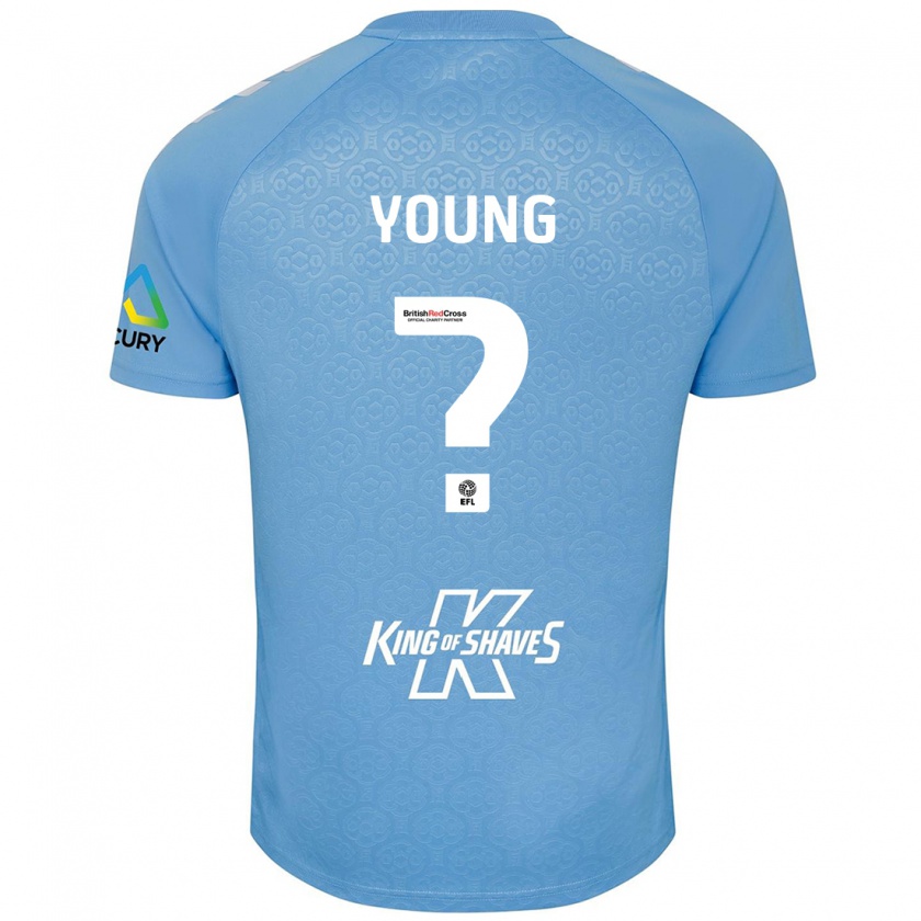 Kandiny Uomo Maglia Shay Young #0 Blu Bianco Kit Gara Home 2024/25 Maglietta