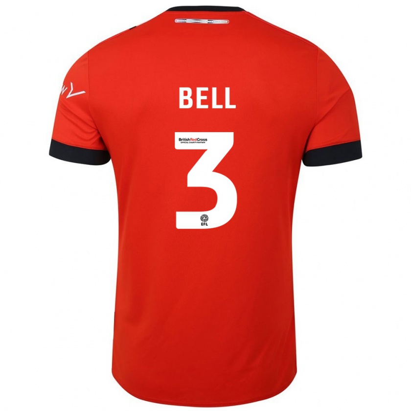 Kandiny Uomo Maglia Amari'i Bell #3 Arancione Nero Kit Gara Home 2024/25 Maglietta