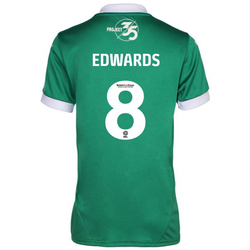 Kandiny Uomo Maglia Joe Edwards #8 Verde Bianco Kit Gara Home 2024/25 Maglietta