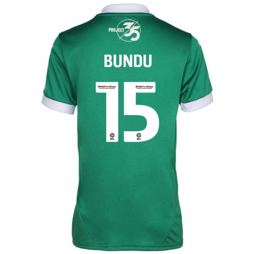 Kandiny Hombre Camiseta Mustapha Bundu #15 Verde Blanco 1ª Equipación 2024/25 La Camisa