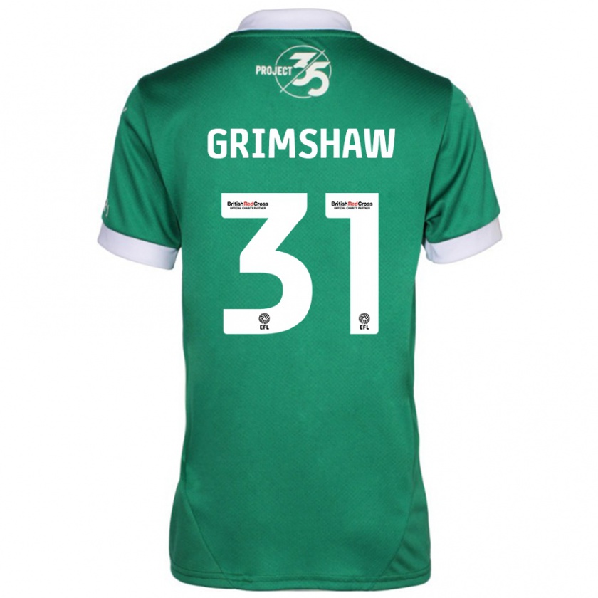 Kandiny Hombre Camiseta Daniel Grimshaw #31 Verde Blanco 1ª Equipación 2024/25 La Camisa