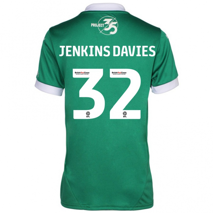 Kandiny Hombre Camiseta Will Jenkins-Davies #32 Verde Blanco 1ª Equipación 2024/25 La Camisa