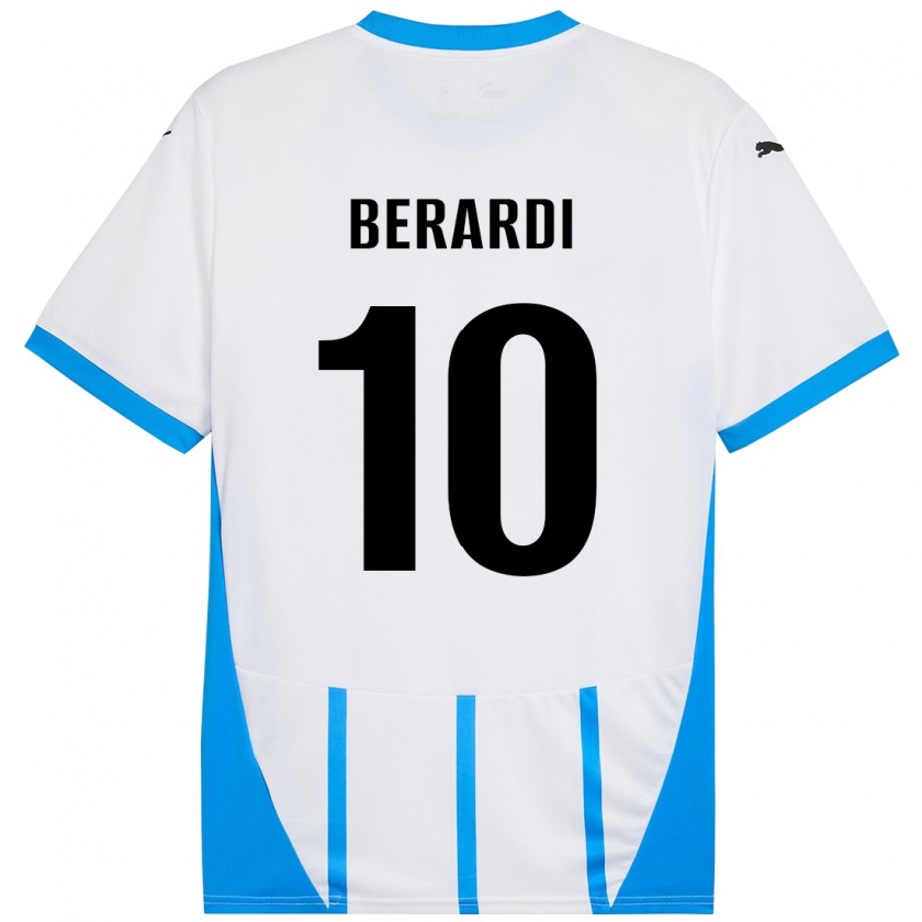 Kandiny Hombre Camiseta Domenico Berardi #10 Blanco Azul 2ª Equipación 2024/25 La Camisa