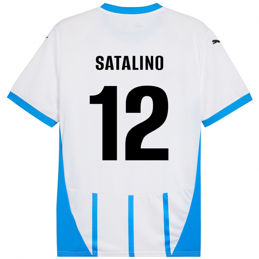 Kandiny Uomo Maglia Giacomo Satalino #12 Bianco Blu Kit Gara Away 2024/25 Maglietta